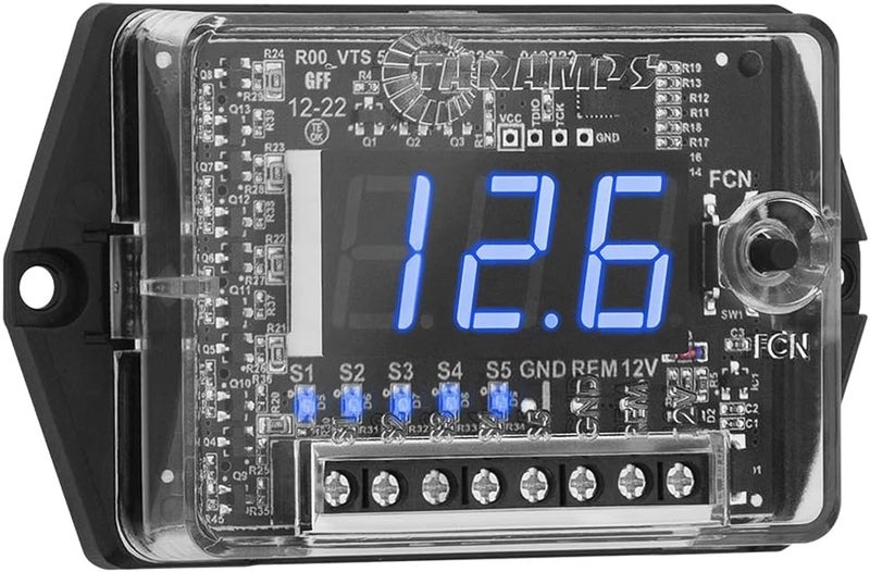 Taramp's فولتميتر رقمي للسيارات وموزع VTS 5.1 LED أزرق لمعدات الصوت في السيارات 5 مخرجات موزع وضع SPL حماية من الفولتية، عرض رقمي، مراقب صوت السيارة، أسود - Image 2
